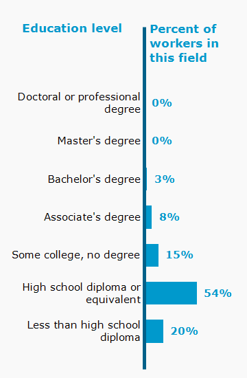 Chart. Percent of workers in this field by education level attained