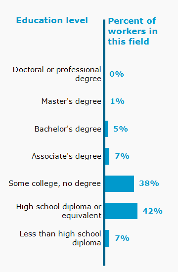 Chart. Percent of workers in this field by education level attained