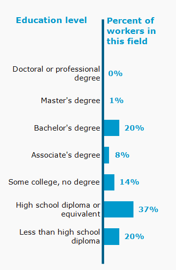 Chart. Percent of workers in this field by education level attained