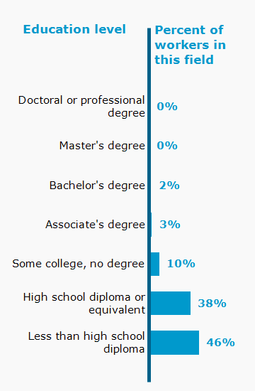 Chart. Percent of workers in this field by education level attained