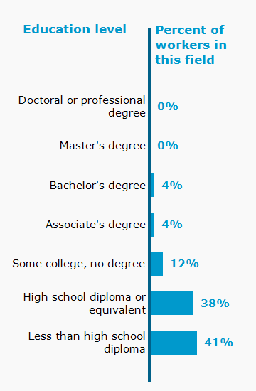 Chart. Percent of workers in this field by education level attained