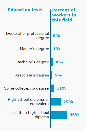 Chart. Percent of workers in this field by education level attained