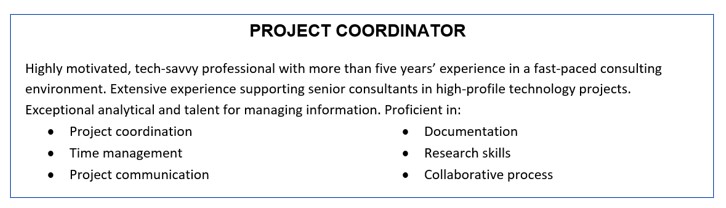 Headline Summary of Resume