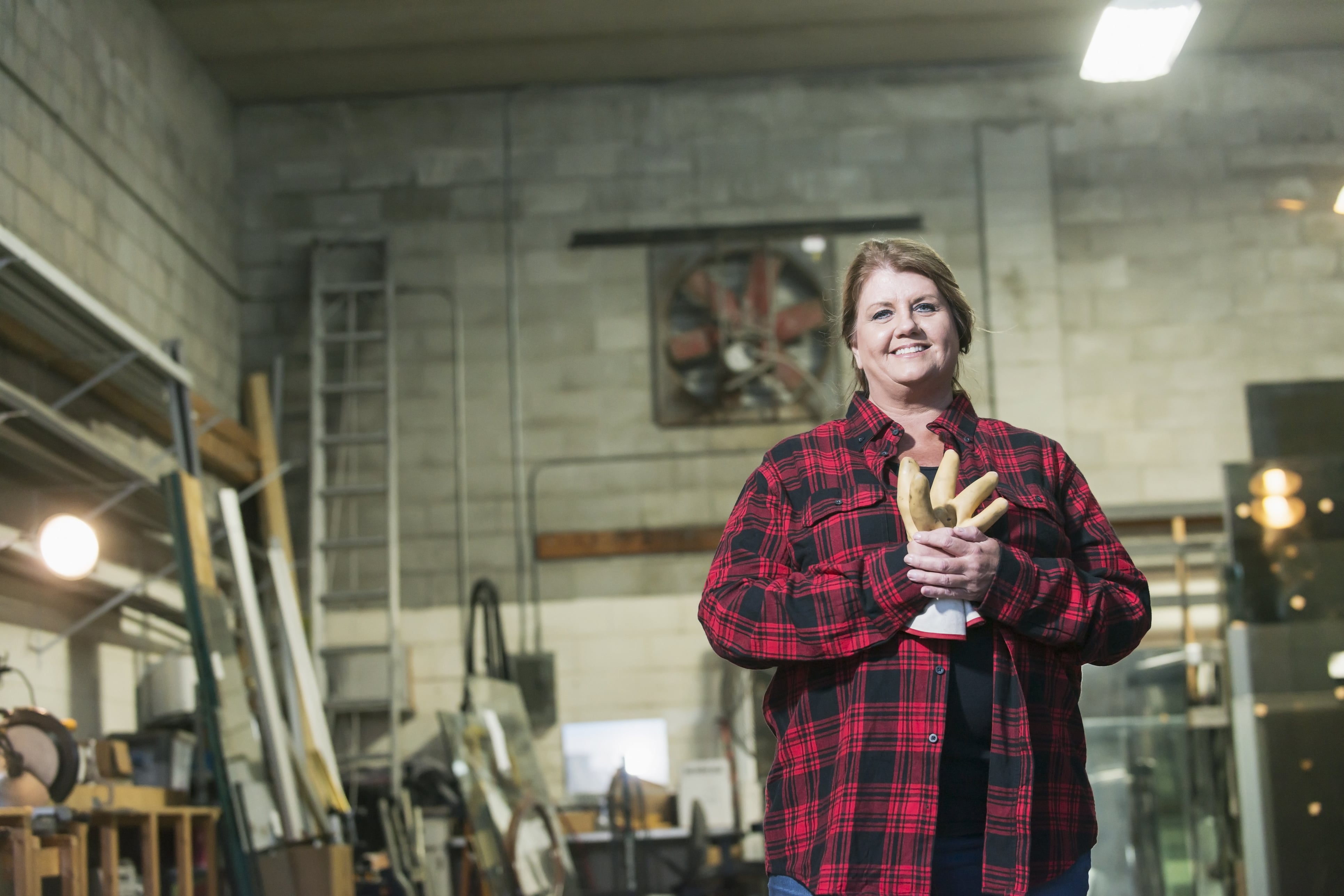 Woman in carpentry studio