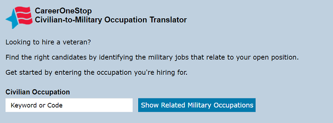 Civilian to Military Occupation Translator Widget Landscape