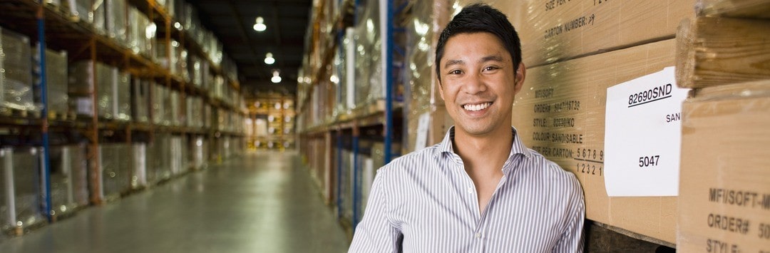 Smiling man in a workplace