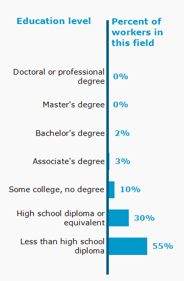 Chart. Percent of workers in this field by education level attained