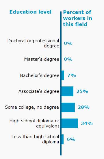 Chart. Percent of workers in this field by education level attained